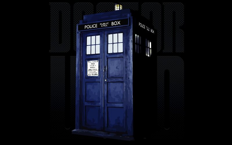 Blue Police Box — Dramatic, Night, Digital Art, Door