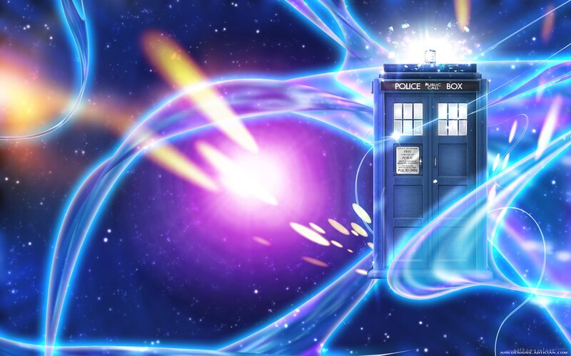 Blue Police Box — Dramatic, Night, Digital Art, Space