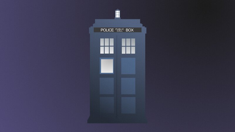 Blue Police Box — Dramatic, Night, Vector Art
