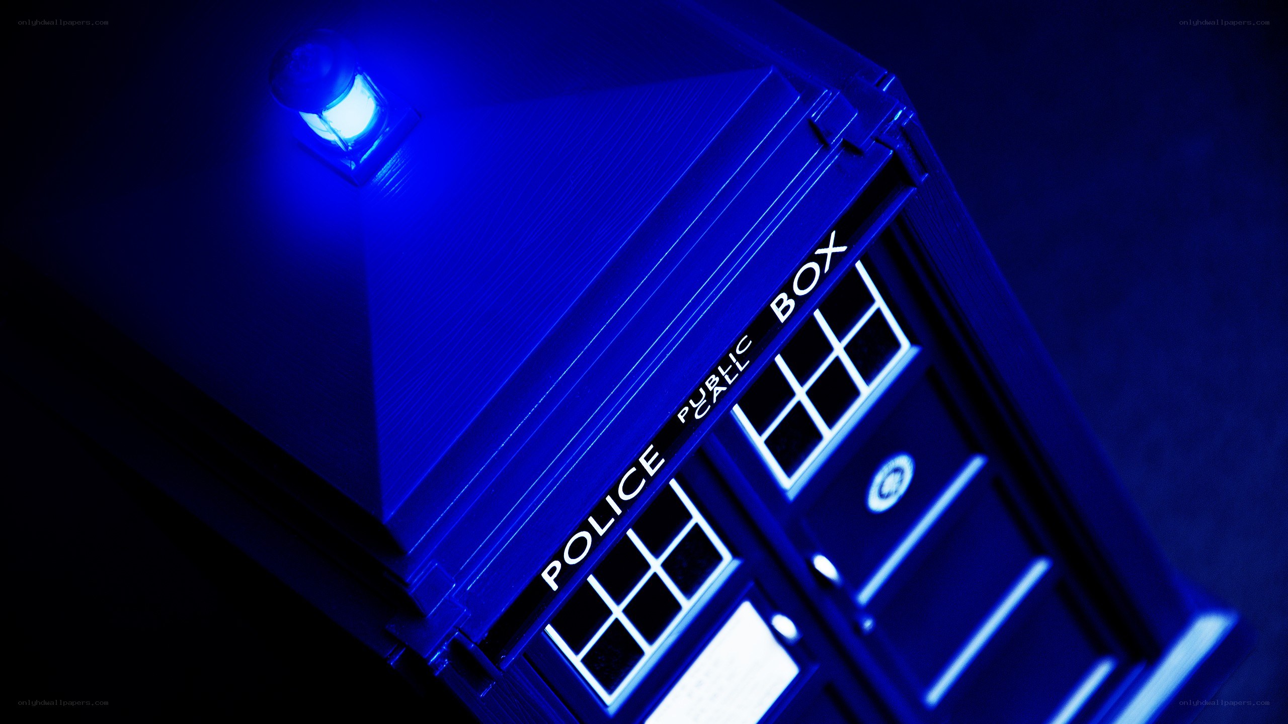 blue police box in dark