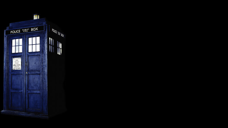 blue police box in darkness
