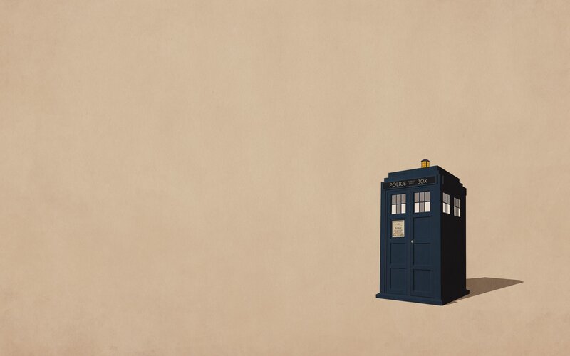 Blue Police Box — Minimalist, Digital Art