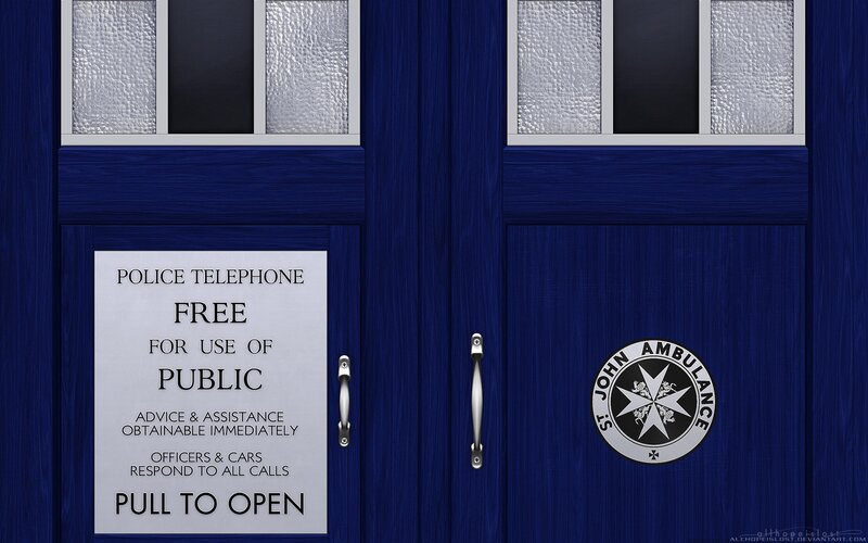 Blue Police Box — Neutral, Digital Art, Sign