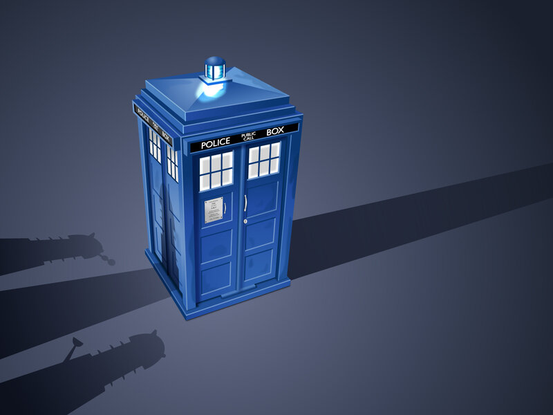 Blue police box with light