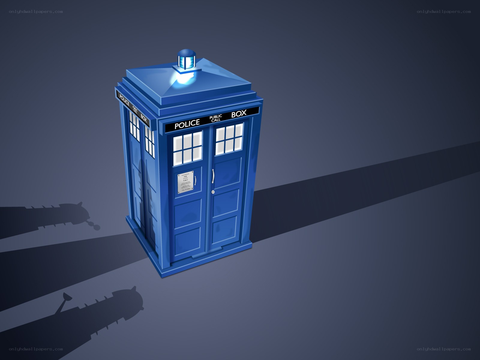 Blue police box with light