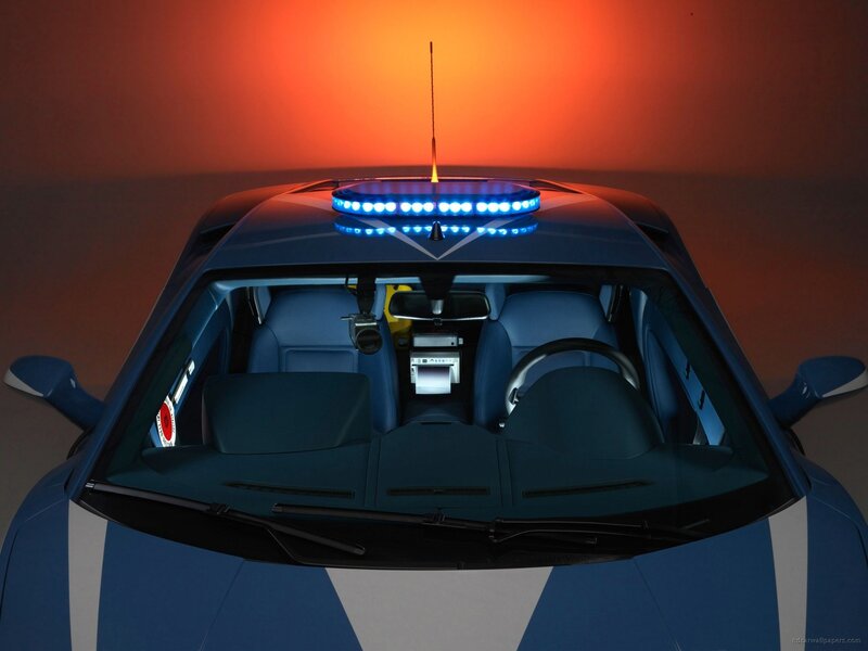 blue police car with lights