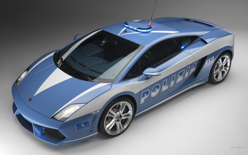 blue police sports car
