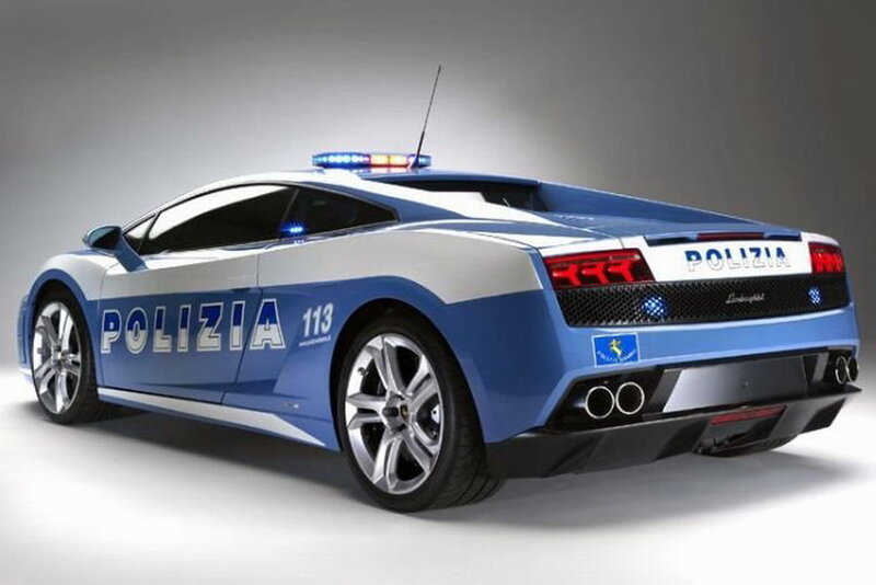 Blue Police Sports Car — Dramatic