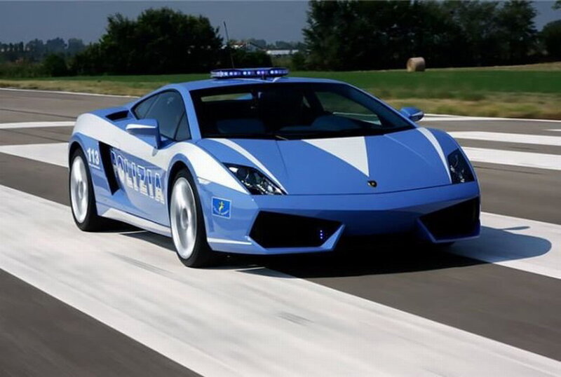 Blue Police Sports Car — Dynamic