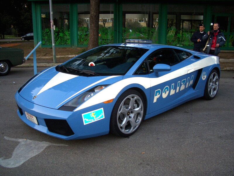 Blue Police Sports Car — Neutral, Afternoon