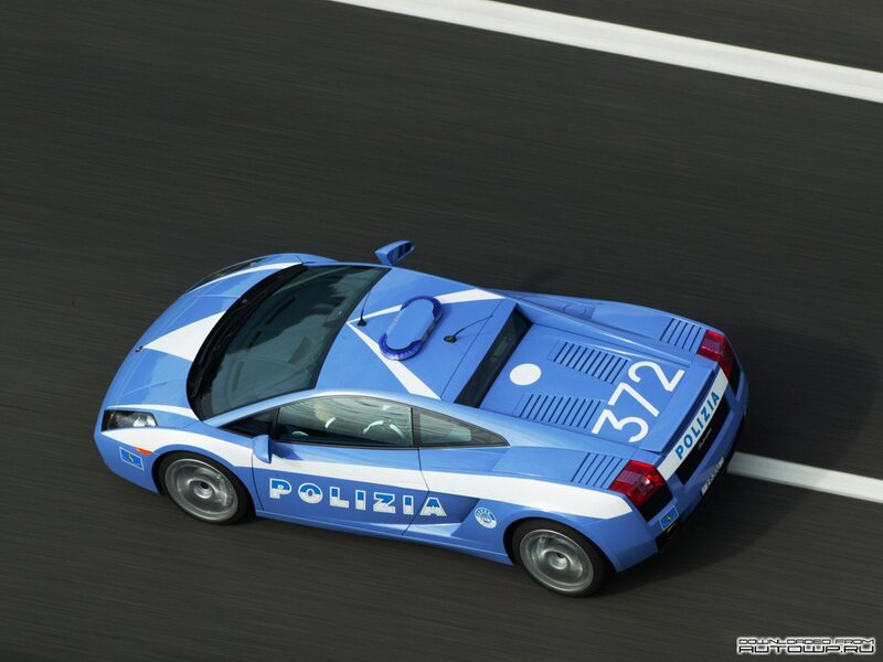 blue police sports car