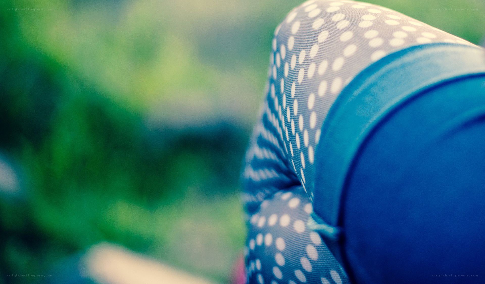 blue polka dot fabric close-up
