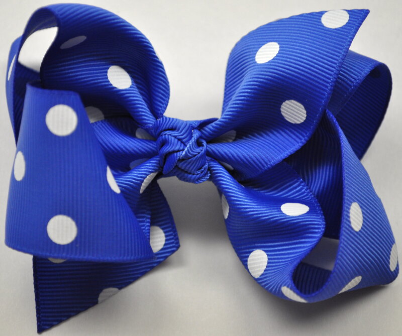 blue polka dot hair bow