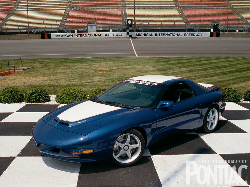 Blue Pontiac Firebird at Michigan Speedway