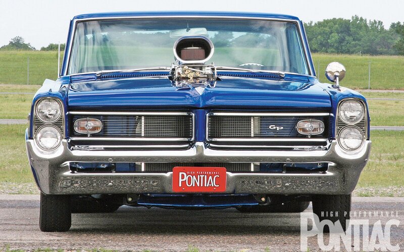 Blue Pontiac GTO front view