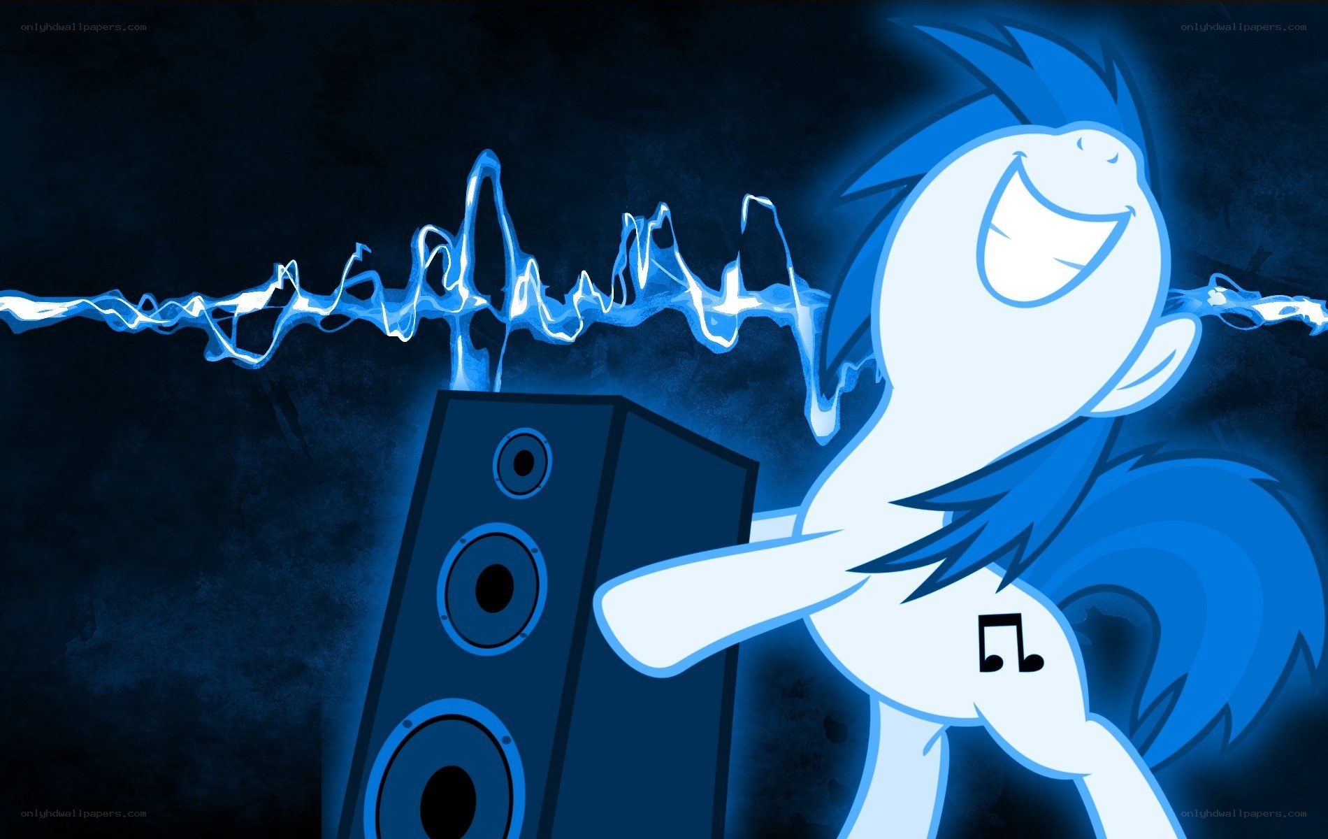 Blue pony dancing to music