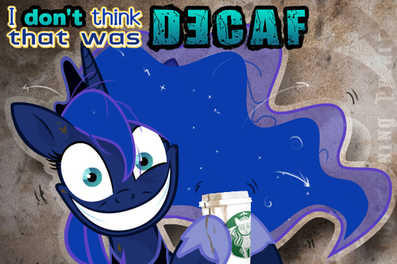 Blue Pony Holding Coffee