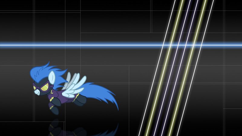 Blue pony in a dark room