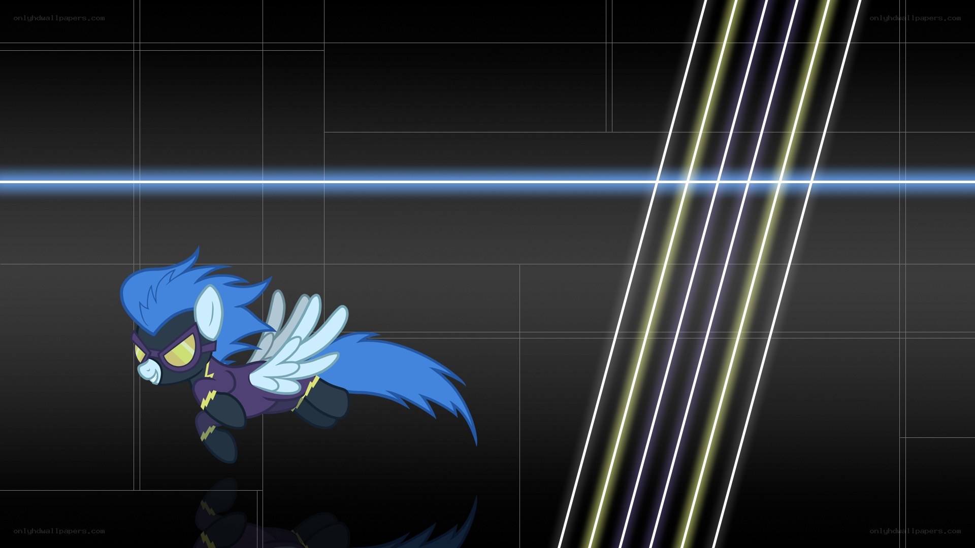 Blue pony in a dark room