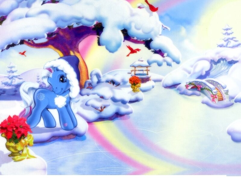 Blue Pony in Snow