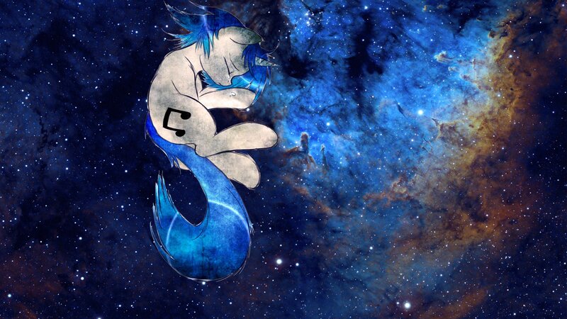 blue pony in space