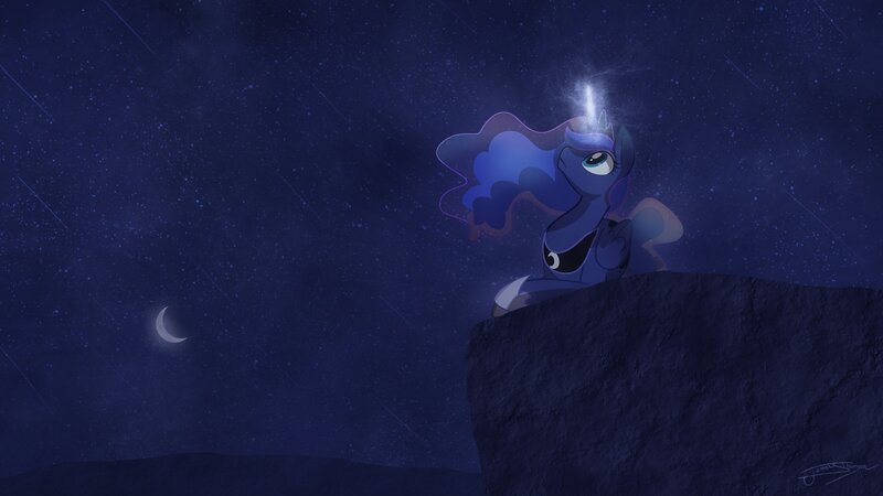 Blue Pony on Cliff — Serene