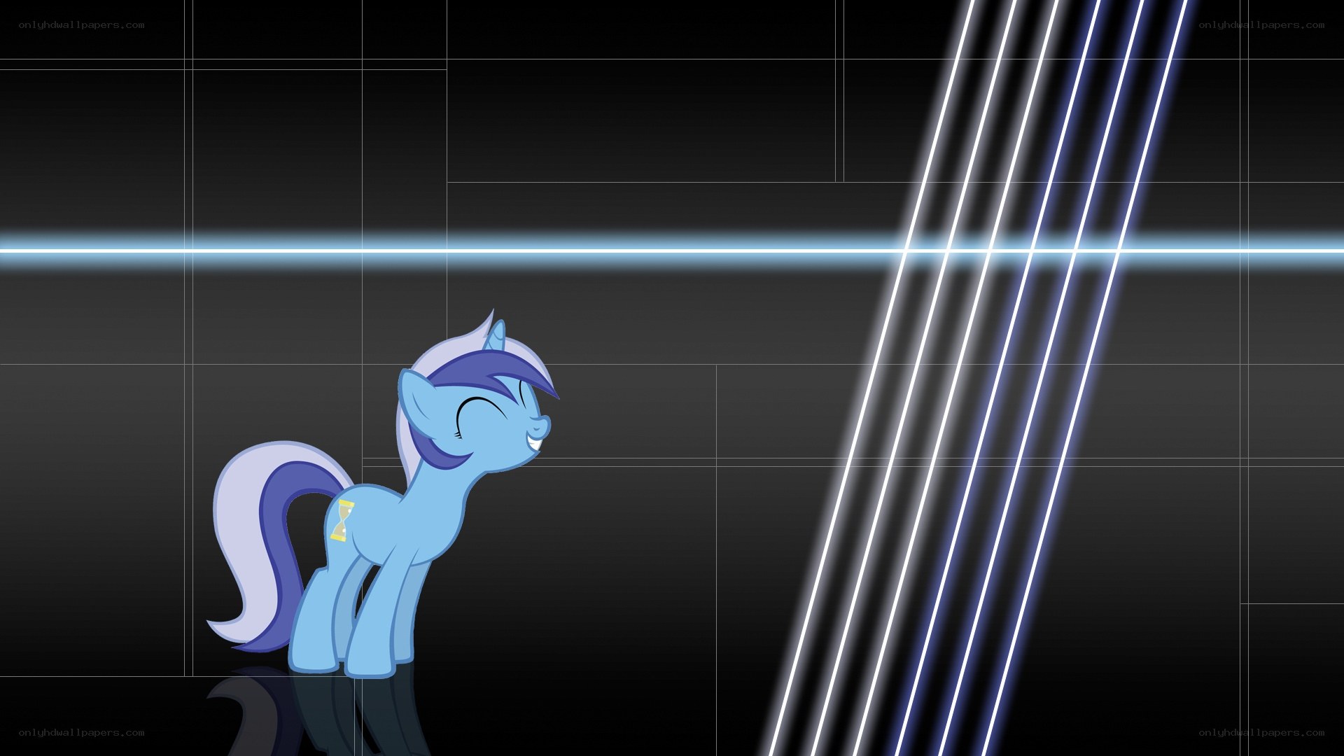 Blue pony with glowing lines