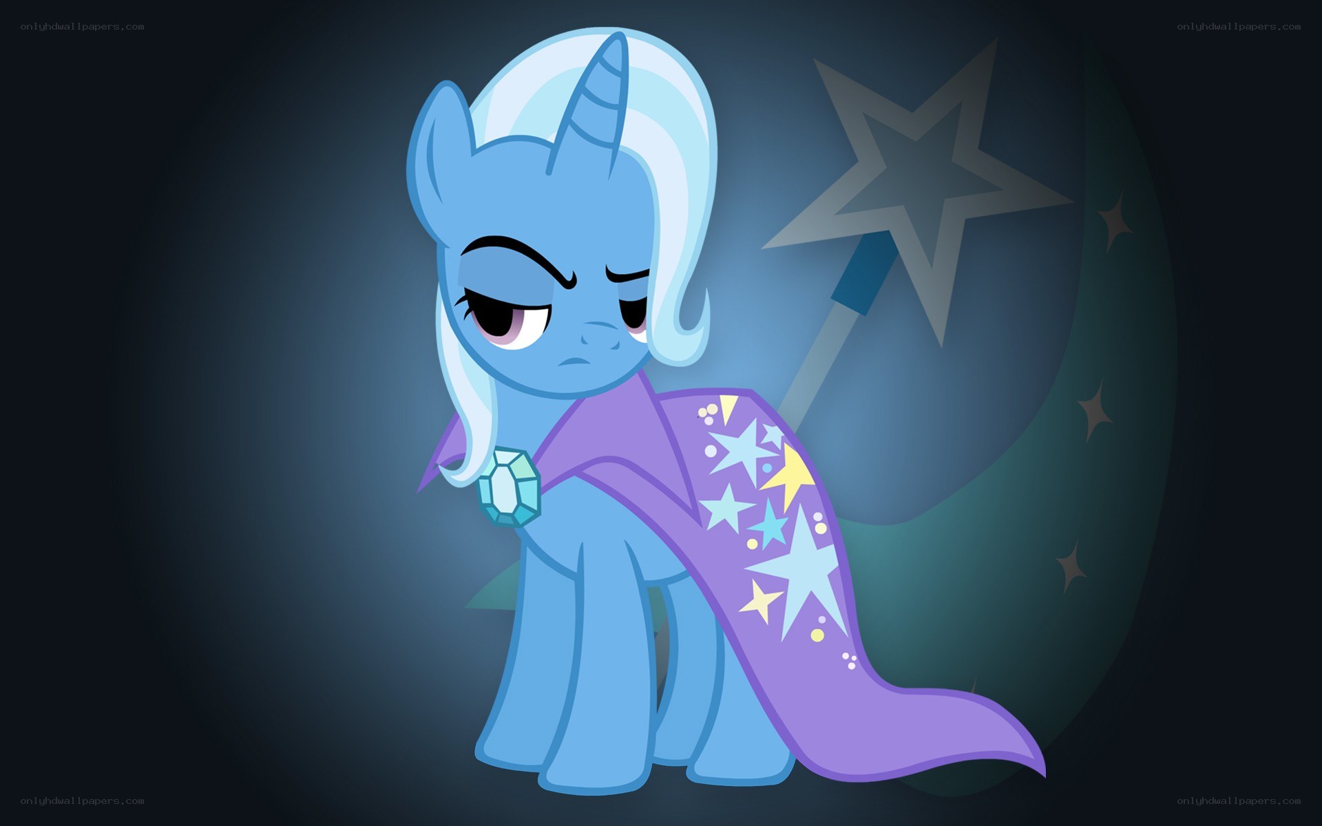 blue pony with magic cape