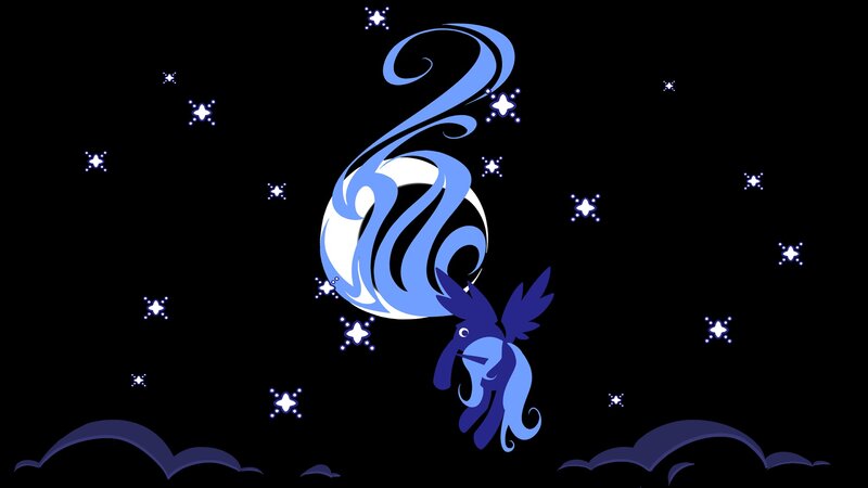 blue pony with moon and stars