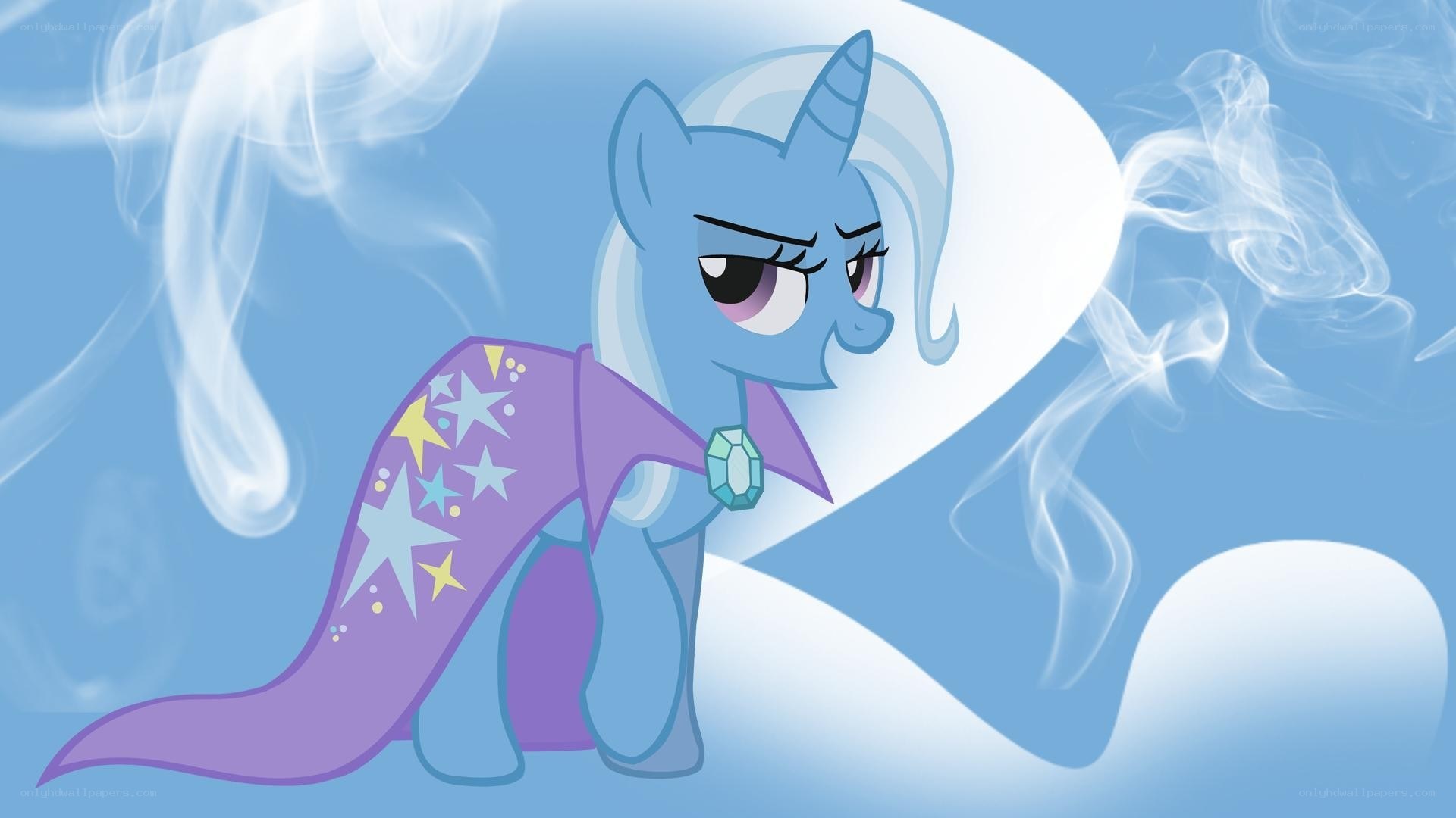 blue pony with purple cape