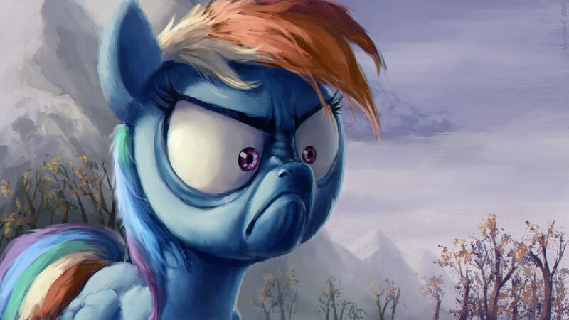 Blue Pony with Rainbow Mane — Dramatic