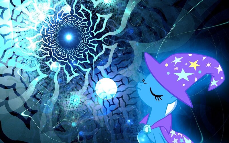 blue pony with wizard hat