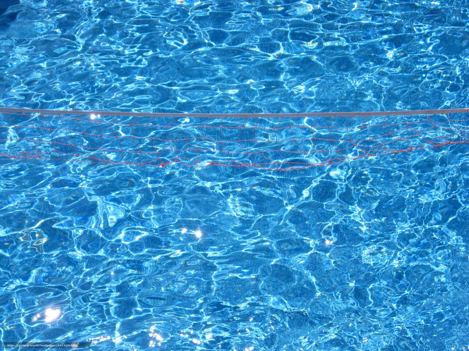 Blue pool water with net