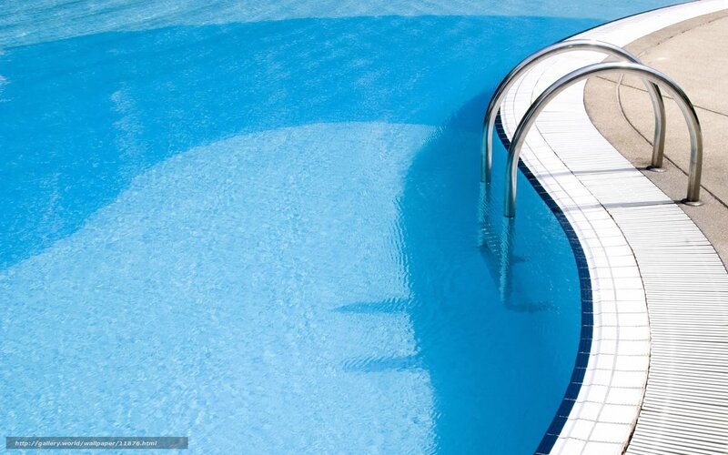 blue pool with ladder
