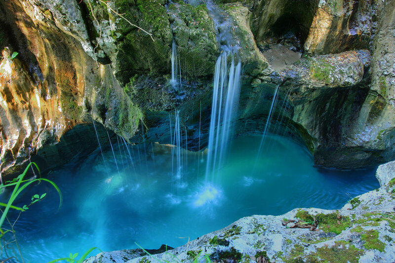 Blue Pool with Waterfalls — Serene