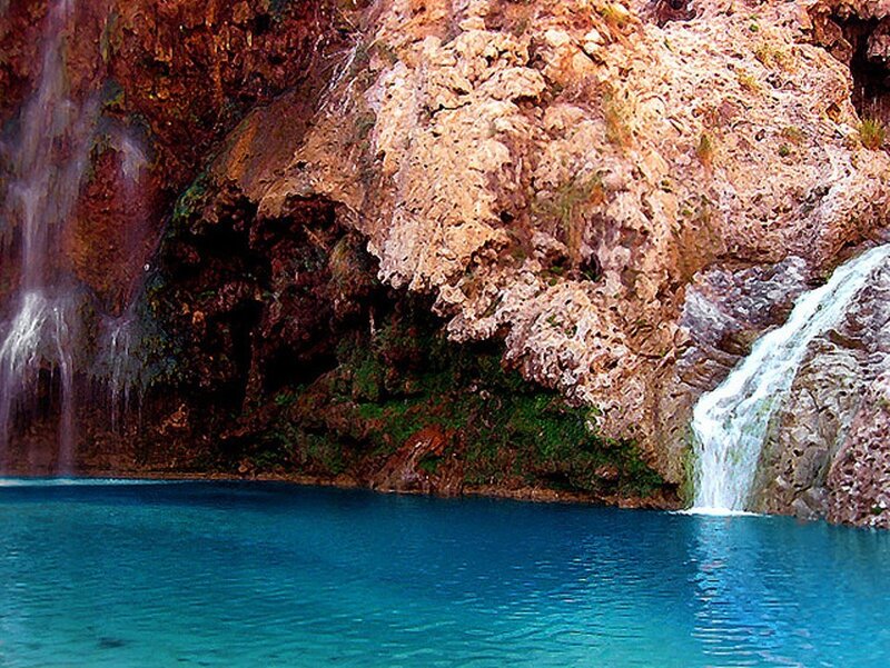 Blue Pool with Waterfalls