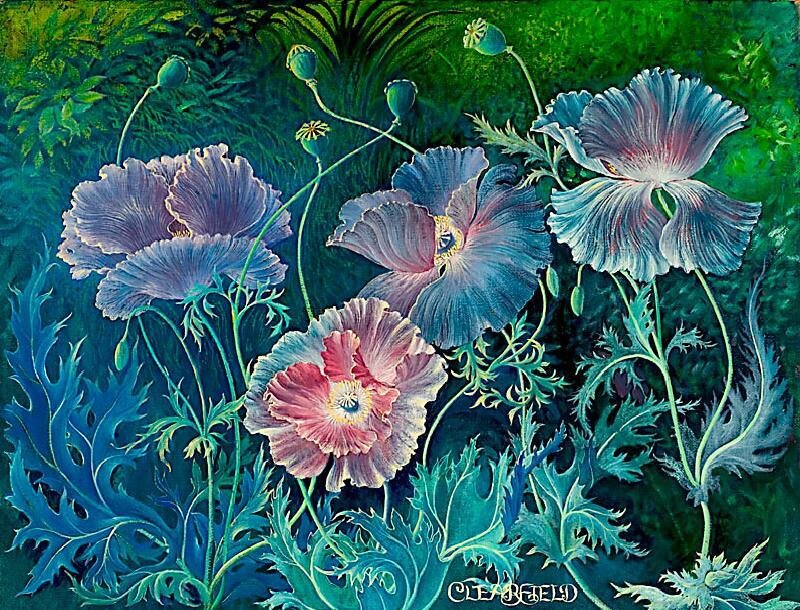 Blue Poppy Flowers — Green