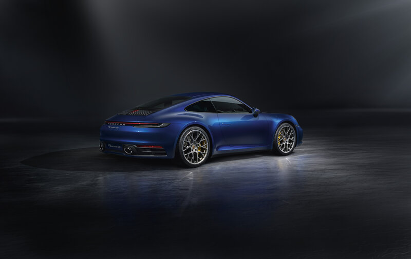 Blue Porsche 911 Car — Dramatic, Photograph