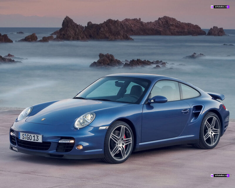 Blue Porsche 911 Turbo by the sea