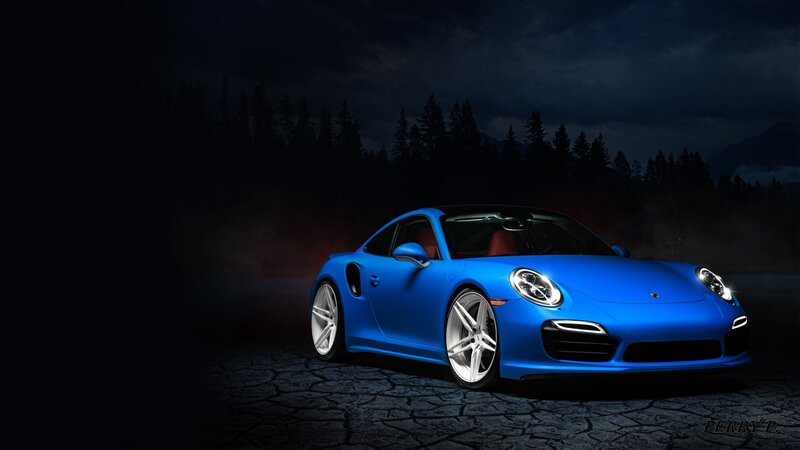 Blue Porsche 911 Turbo — Dramatic
