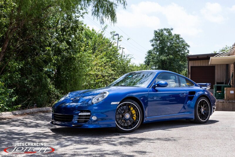 Blue Porsche 911 Turbo parked