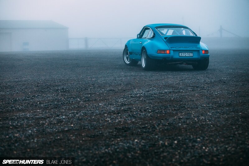 Blue Porsche Car — Misty, Morning