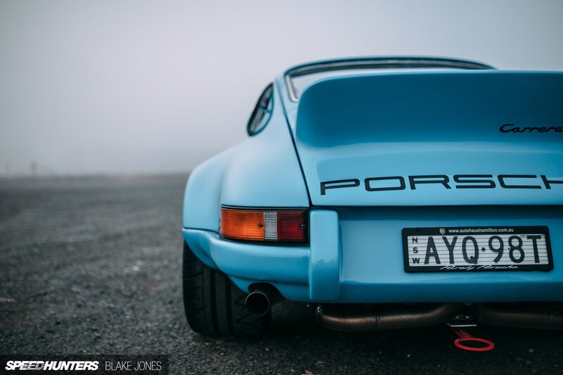 Blue Porsche Car — Misty, Photograph