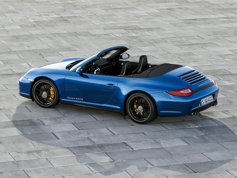 Blue Porsche Carrera 4 GTS convertible