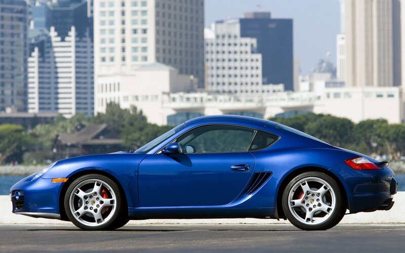 Blue Porsche Cayman sports car