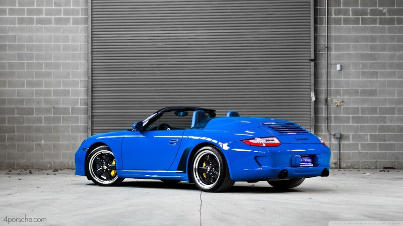 blue porsche convertible car