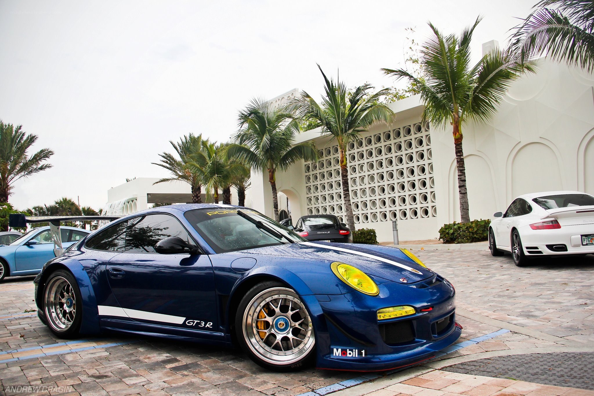 Blue Porsche GT3 R on display
