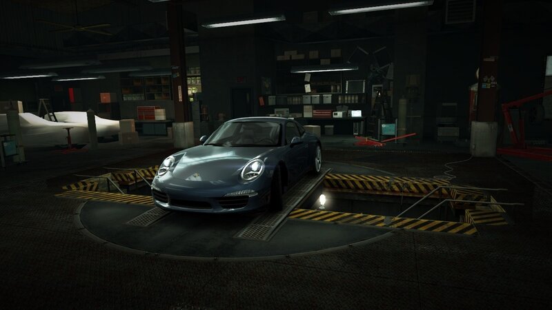 Blue Porsche on Lift