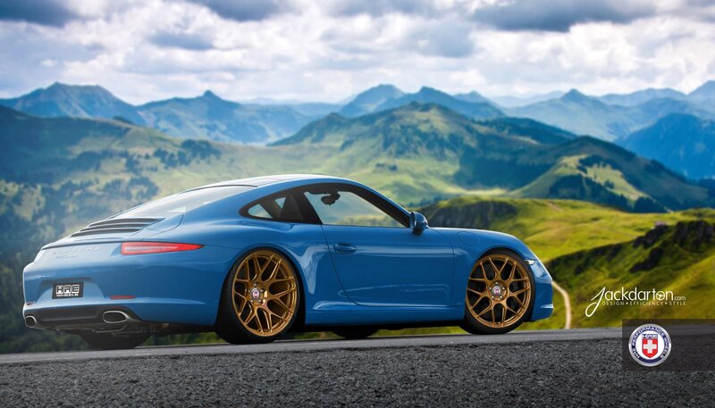 Blue Porsche on Mountain Road — Serene