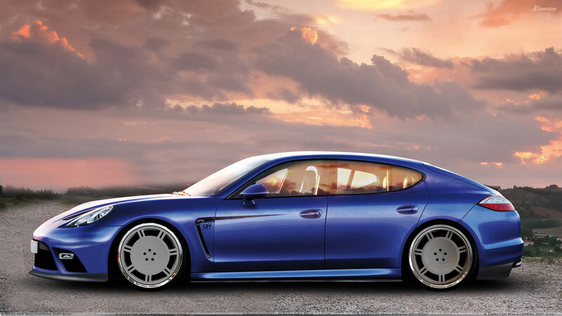 Blue Porsche Panamera — Dramatic